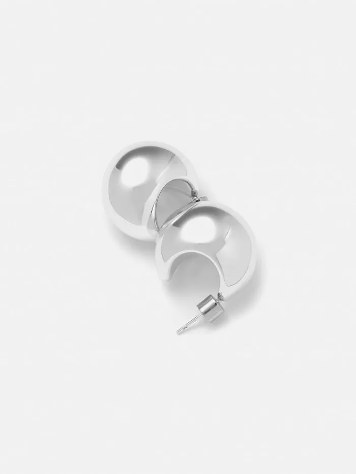 Chunky Dome Earrings Silver Women Jigsaw Party
