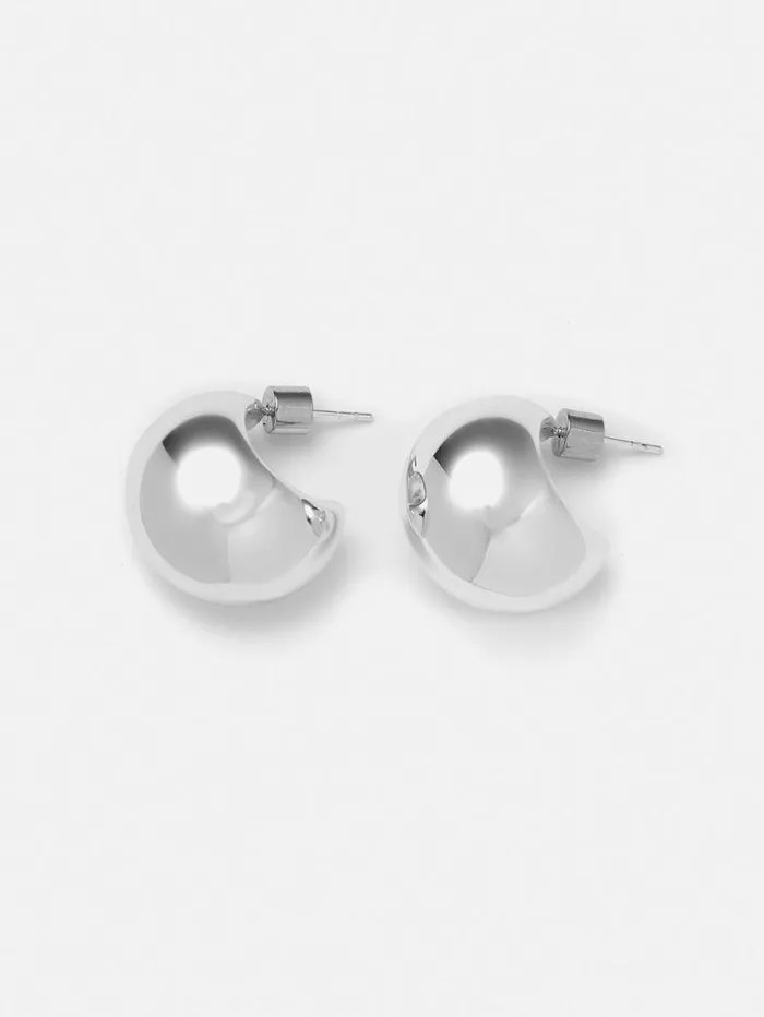 Chunky Dome Earrings Silver Women Jigsaw Party