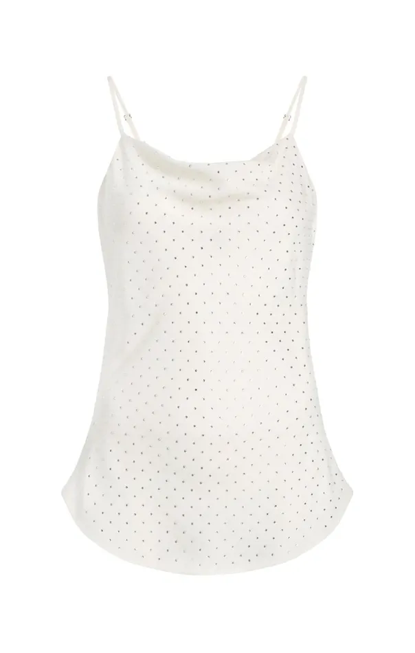 Cinq Sept Allover Heatset Marta Cami Ivory Women Tank Tops and Camisoles