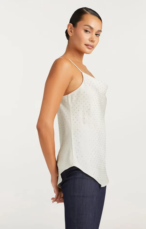 Cinq Sept Allover Heatset Marta Cami Ivory Women Tank Tops and Camisoles