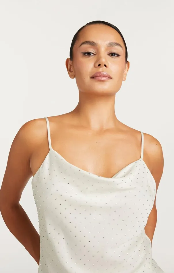 Cinq Sept Allover Heatset Marta Cami Ivory Women Tank Tops and Camisoles