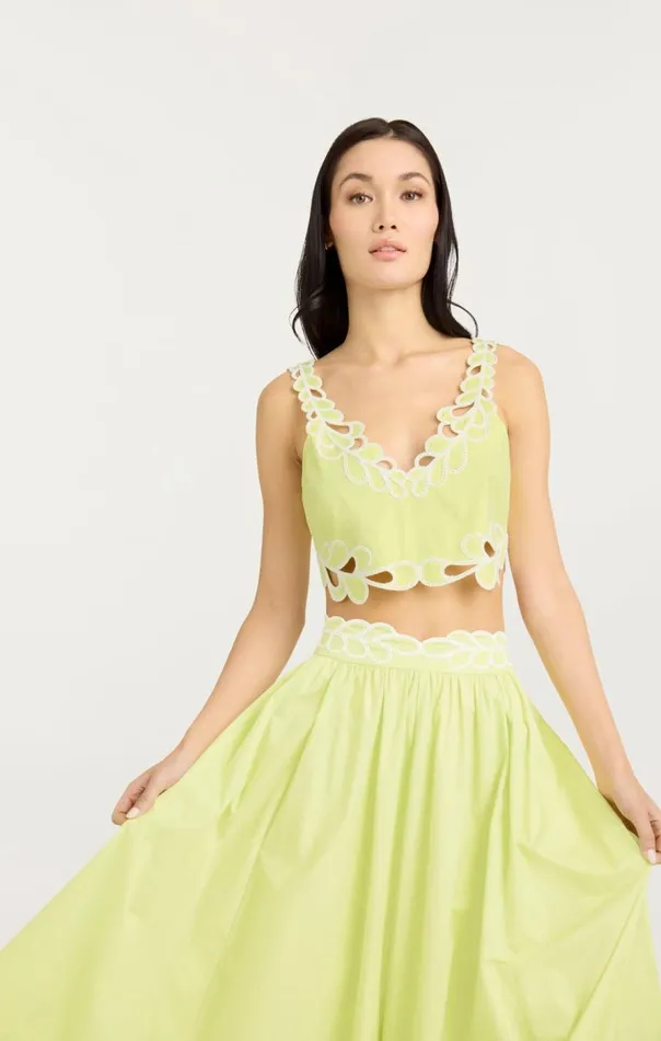 Cinq Sept Bonnie Top Limekisswhite Women Tank Tops and Camisoles
