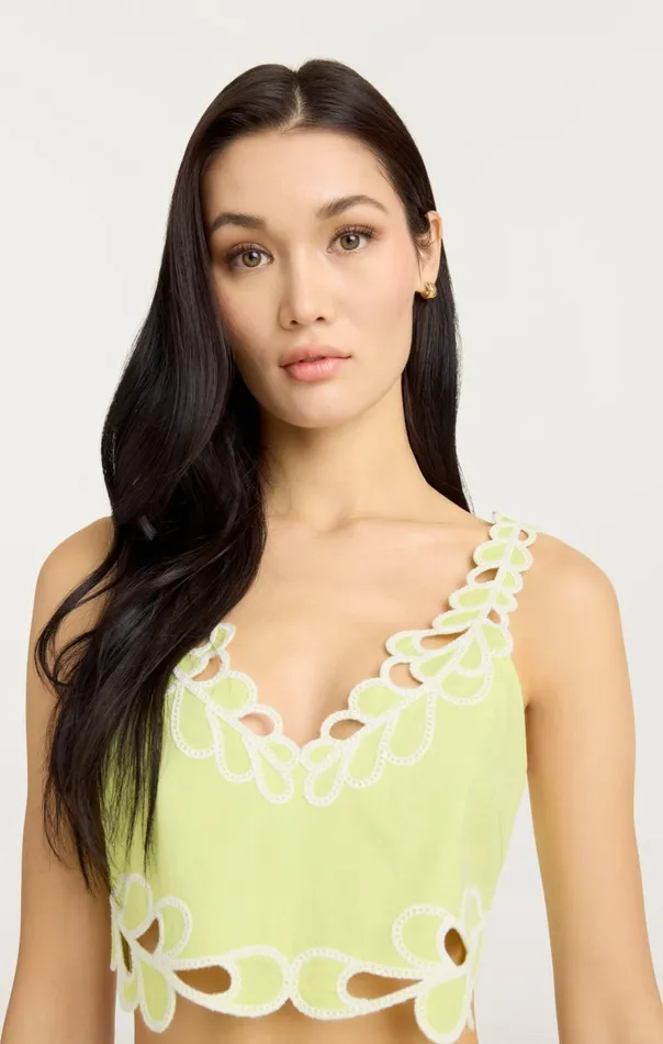 Cinq Sept Bonnie Top Limekisswhite Women Tank Tops and Camisoles