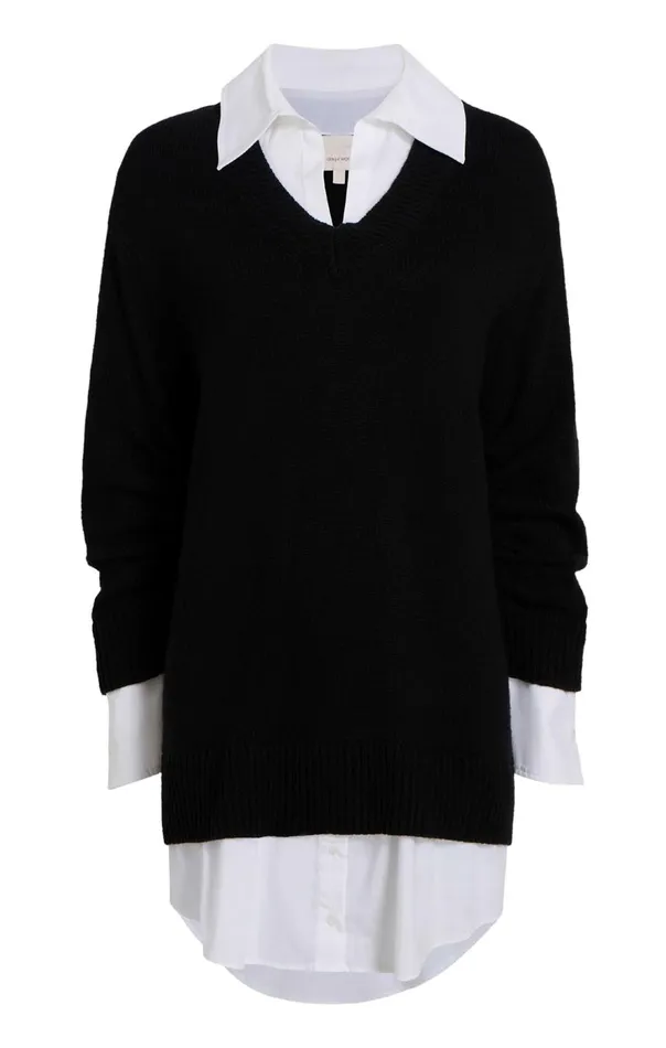 Cinq Sept Collar Santina Dress Blackwhite Women Sweaters and Knits