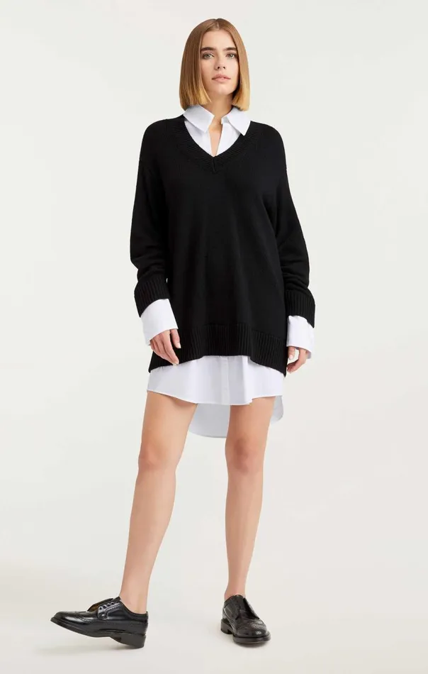 Cinq Sept Collar Santina Dress Blackwhite Women Sweaters and Knits