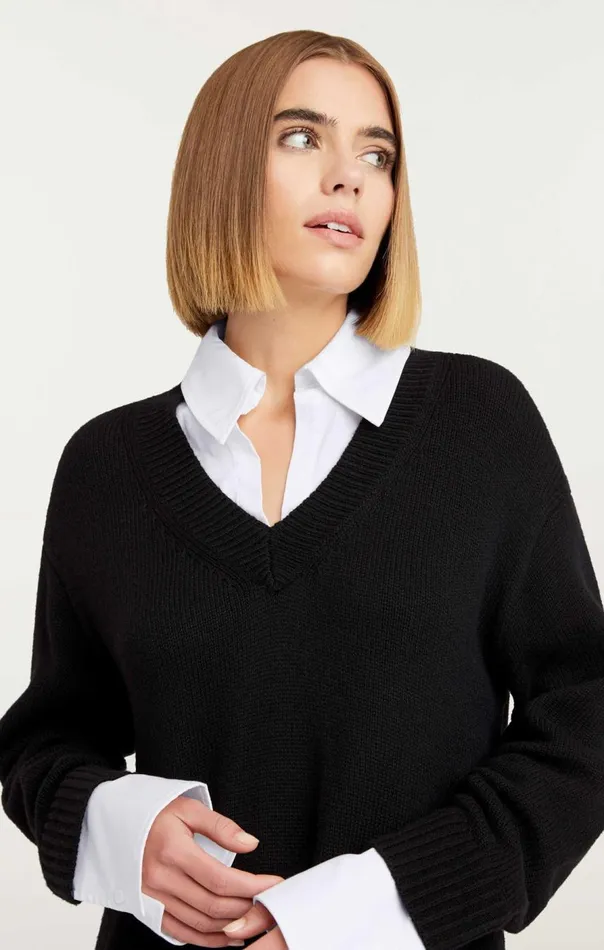 Cinq Sept Collar Santina Dress Blackwhite Women Sweaters and Knits