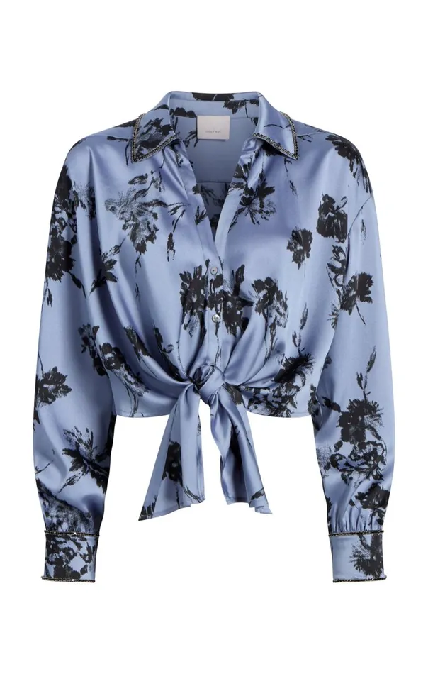 Cinq Sept Cool Carnation Embellished Marianna Top Rusticbluemulti Women Long Sleeve Tops