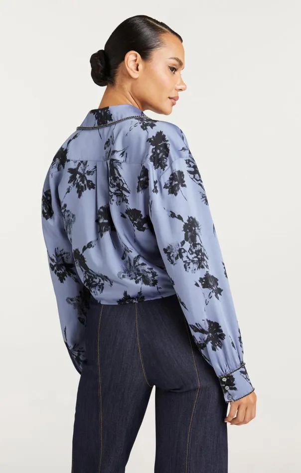 Cinq Sept Cool Carnation Embellished Marianna Top Rusticbluemulti Women Long Sleeve Tops