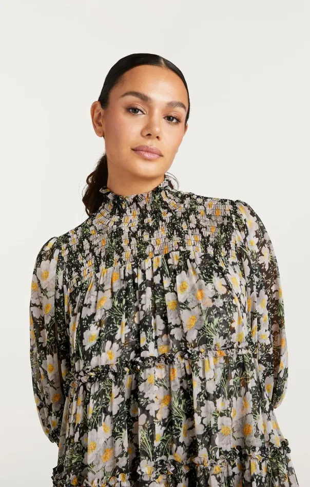 Cinq Sept Cosmo Flowers Olive Dress Blacklondonfog Women Mini