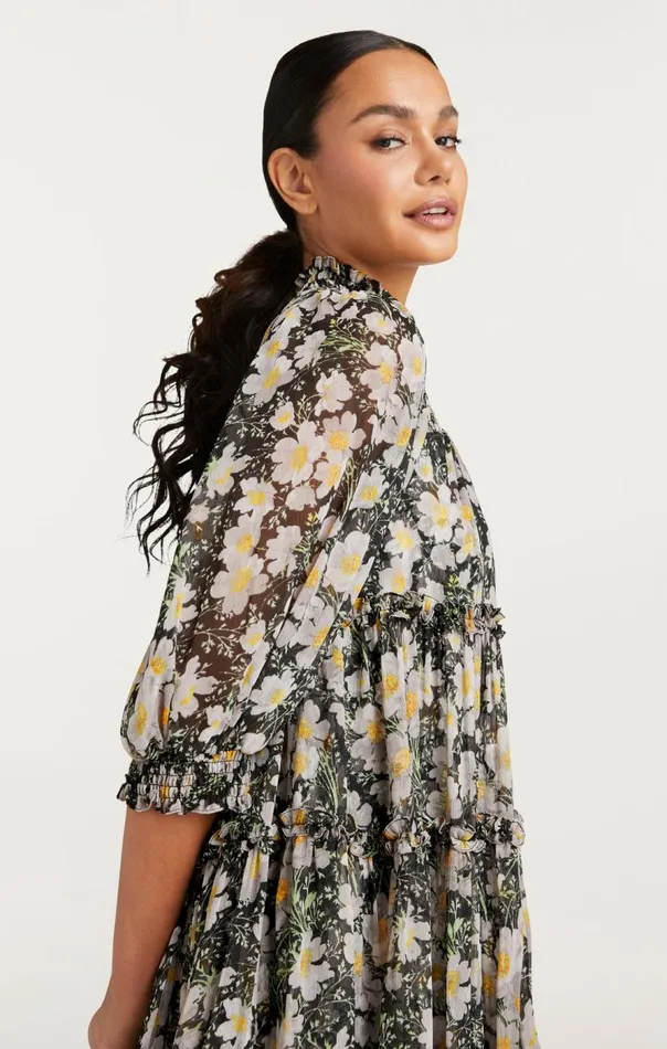 Cinq Sept Cosmo Flowers Olive Dress Blacklondonfog Women Mini