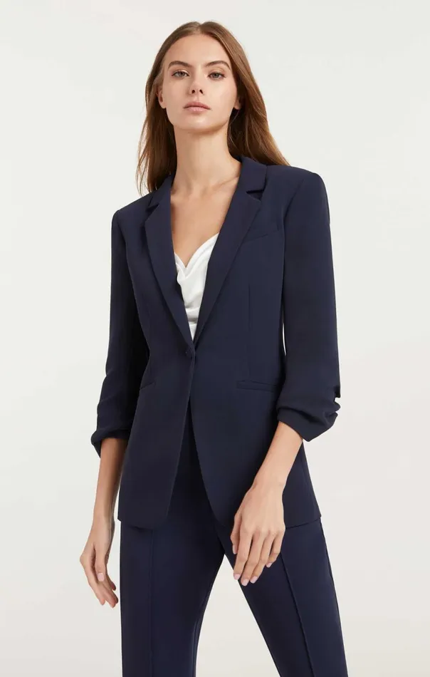 Cinq Sept Crepe Khloe Blazer Navy Women Jackets