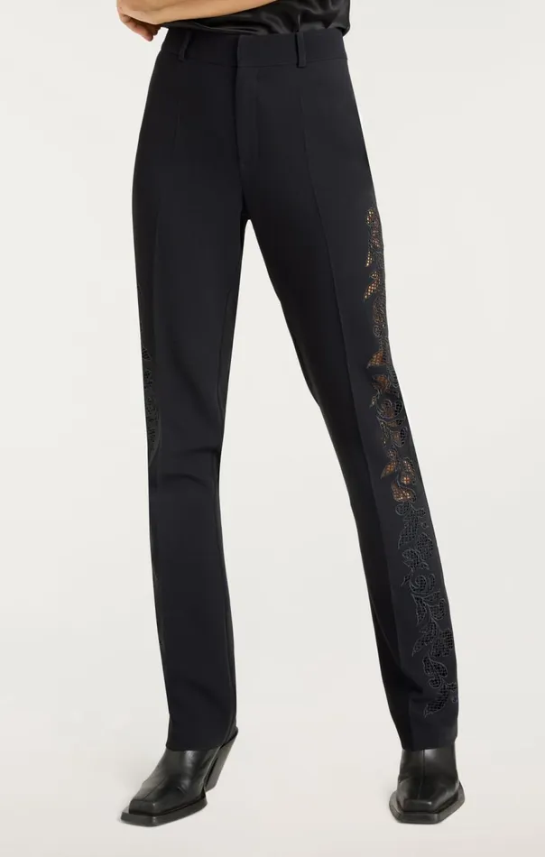 Cinq Sept Cutout Paisley Embellished Kerry Pant Black Women Pants