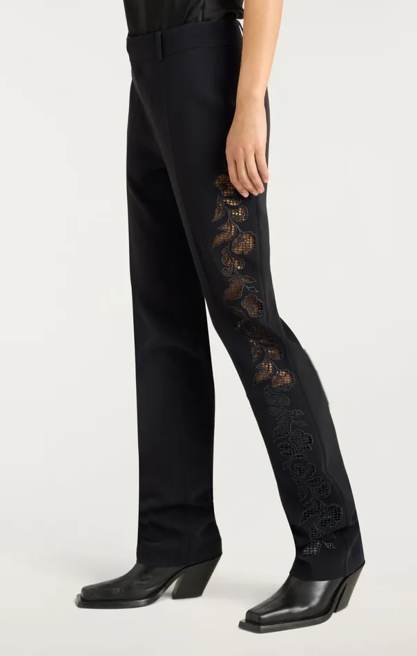Cinq Sept Cutout Paisley Embellished Kerry Pant Black Women Pants