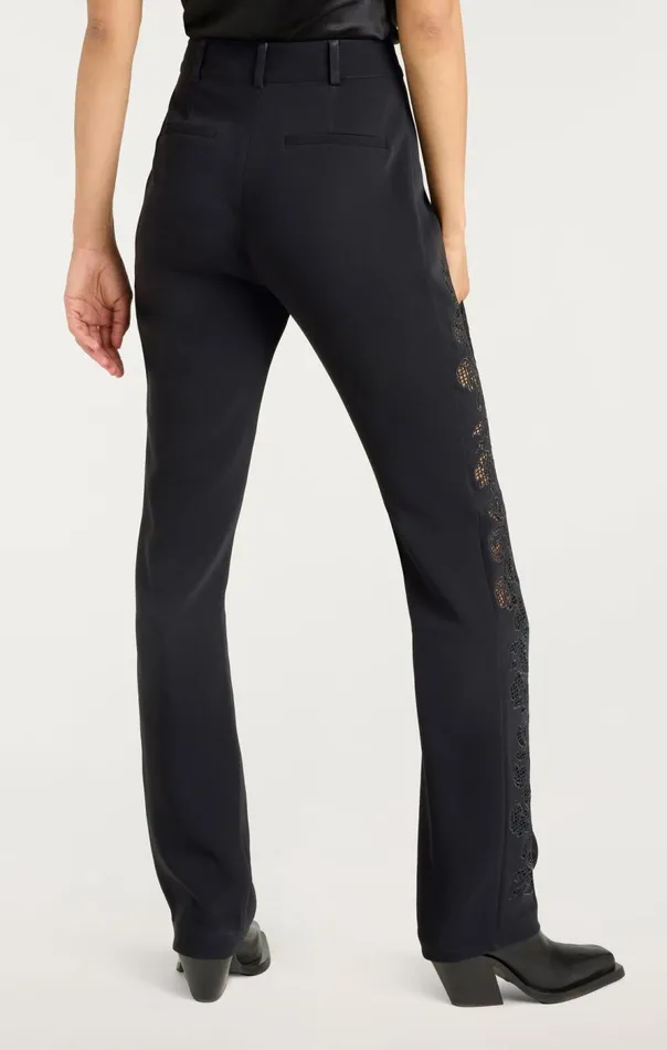 Cinq Sept Cutout Paisley Embellished Kerry Pant Black Women Pants