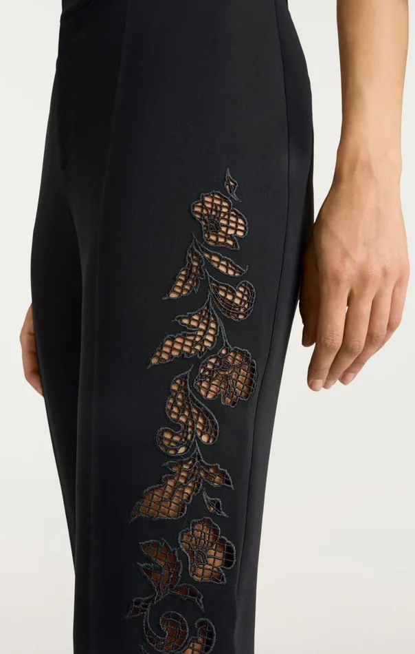 Cinq Sept Cutout Paisley Embellished Kerry Pant Black Women Pants