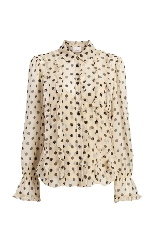 Cinq Sept Estelle Top Polkadotgardeniablack Women Long Sleeve Tops