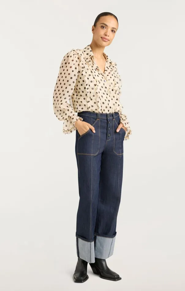 Cinq Sept Estelle Top Polkadotgardeniablack Women Long Sleeve Tops