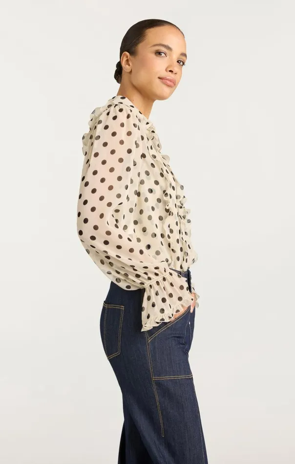 Cinq Sept Estelle Top Polkadotgardeniablack Women Long Sleeve Tops