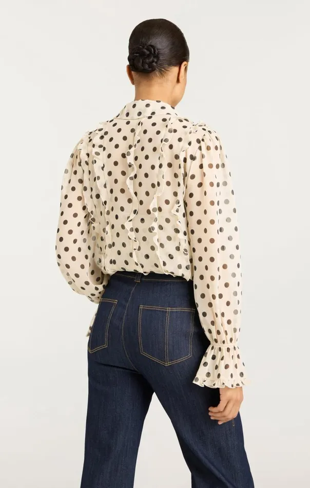 Cinq Sept Estelle Top Polkadotgardeniablack Women Long Sleeve Tops