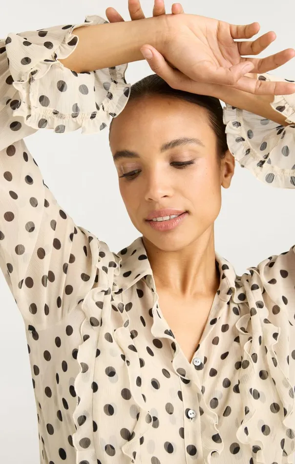 Cinq Sept Estelle Top Polkadotgardeniablack Women Long Sleeve Tops