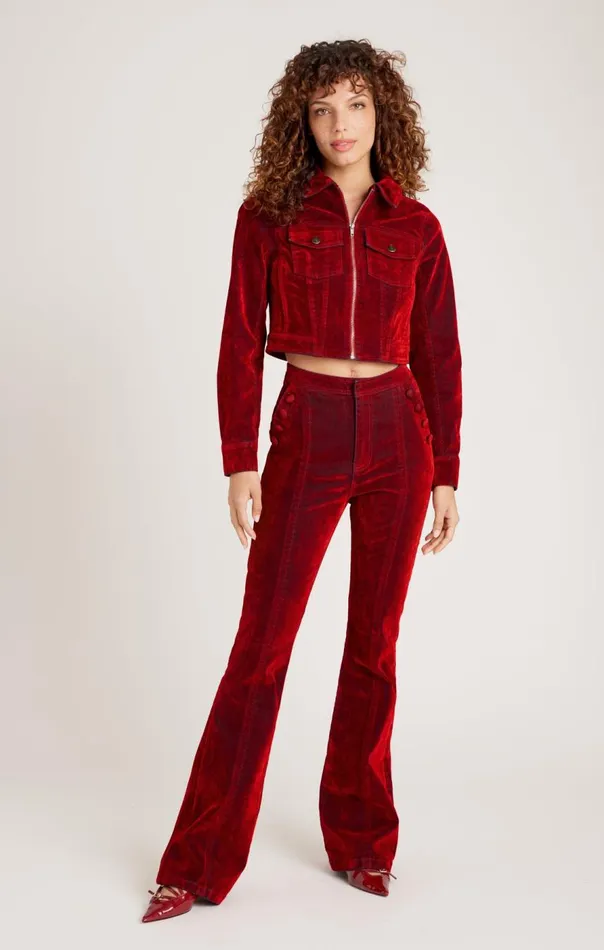 Cinq Sept Flocked Denim Suzette Pant Pomegranate Women Denim