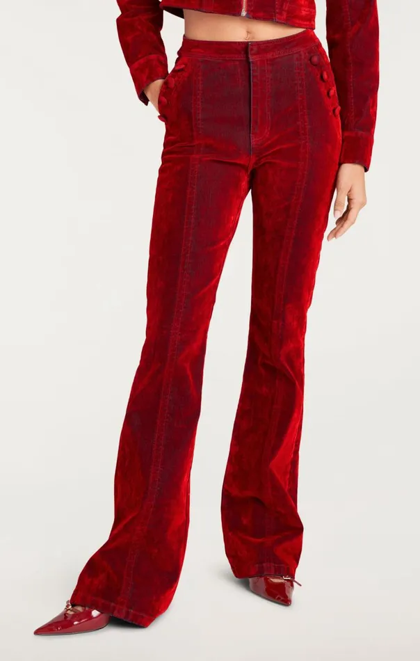 Cinq Sept Flocked Denim Suzette Pant Pomegranate Women Denim