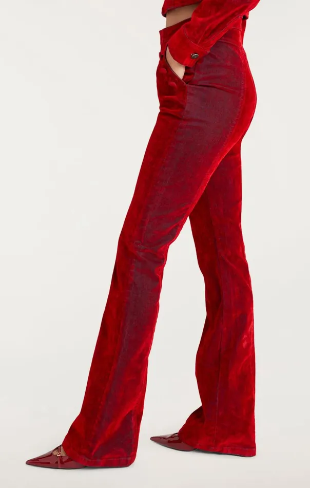 Cinq Sept Flocked Denim Suzette Pant Pomegranate Women Denim