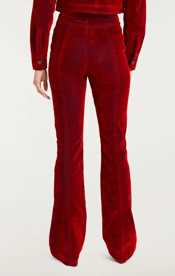 Cinq Sept Flocked Denim Suzette Pant Pomegranate Women Denim