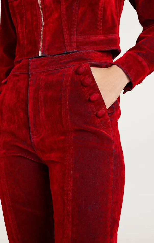 Cinq Sept Flocked Denim Suzette Pant Pomegranate Women Denim
