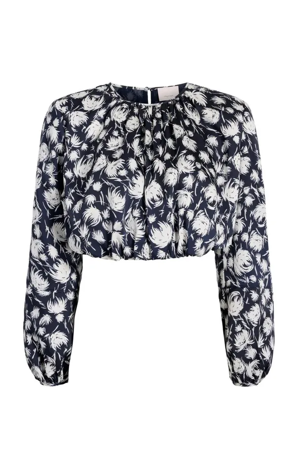 Cinq Sept Graphic Floral Kamala Top Navyivory Women Long Sleeve Tops