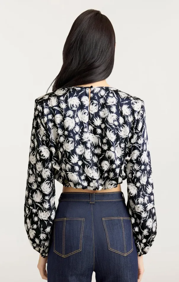 Cinq Sept Graphic Floral Kamala Top Navyivory Women Long Sleeve Tops