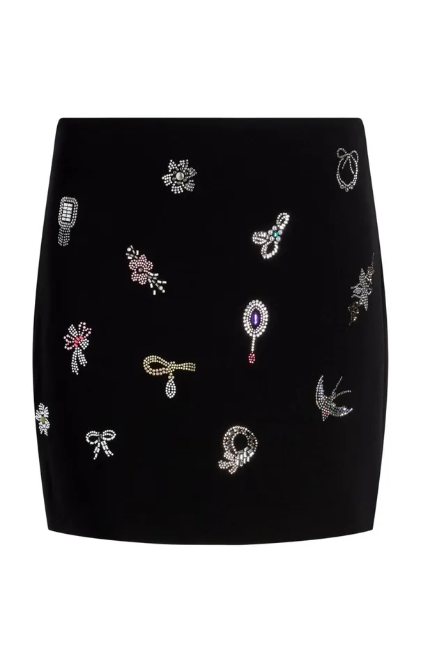 Cinq Sept Heatset Brooches Embellished Doris Skirt Blackmulti Women Skirts