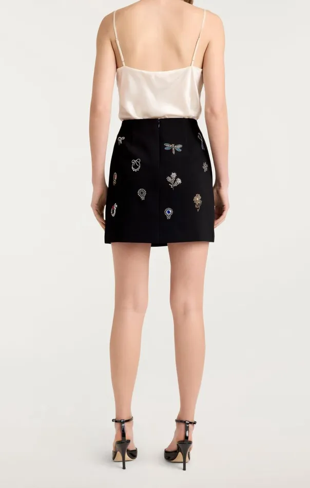 Cinq Sept Heatset Brooches Embellished Doris Skirt Blackmulti Women Skirts