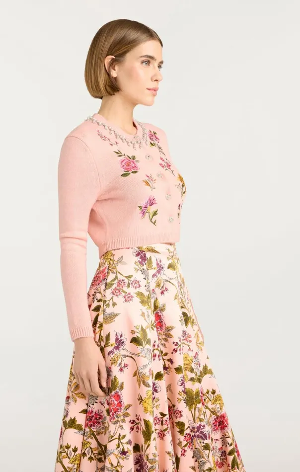Cinq Sept Isolde Embroidered Cardigan Softpinkmulti Women Long Sleeve Tops