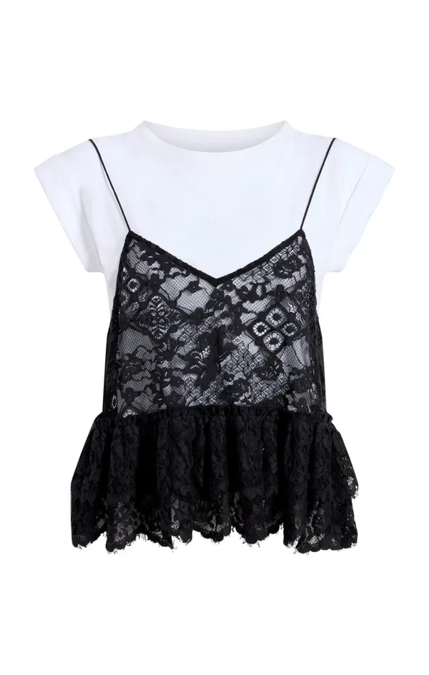 Cinq Sept Lace Samantha Top Whiteblack Women Tees