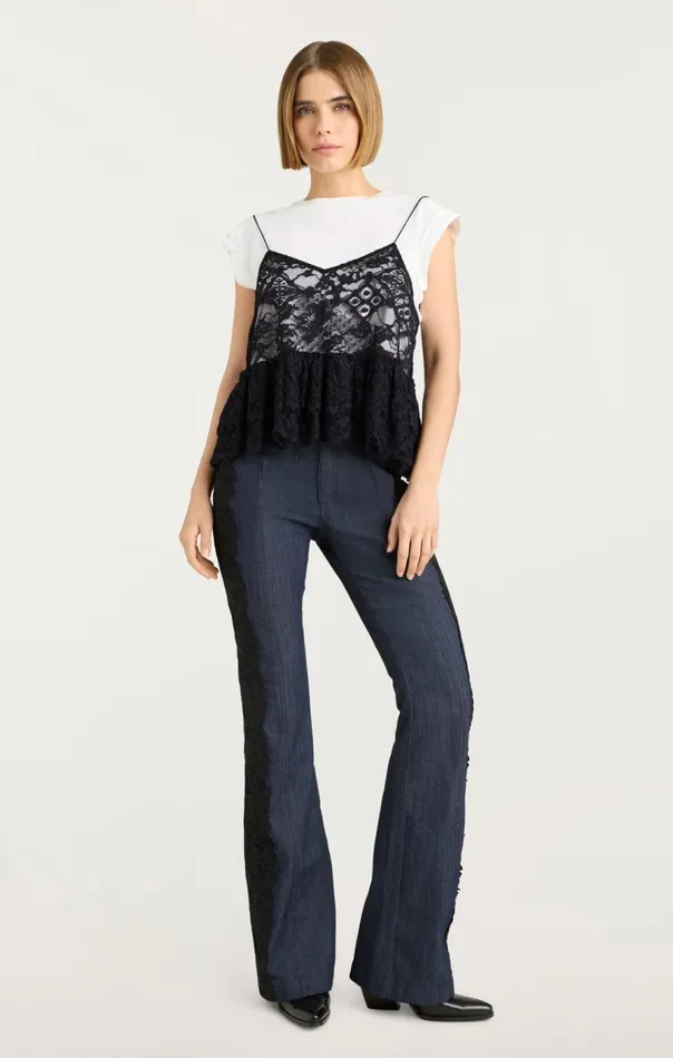 Cinq Sept Lace Samantha Top Whiteblack Women Tees