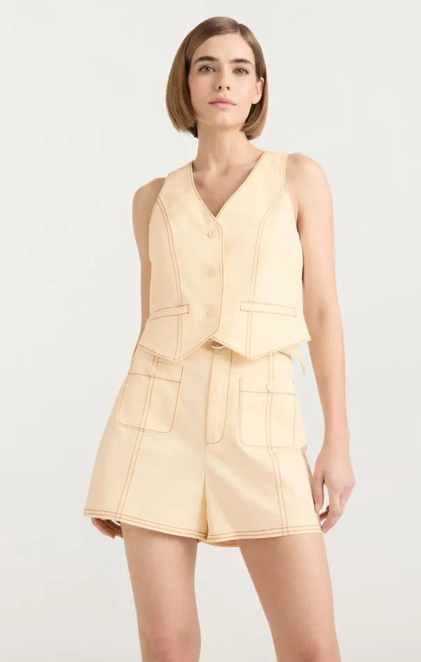 Cinq Sept Lio Vest Gardenia Women Tank Tops and Camisoles