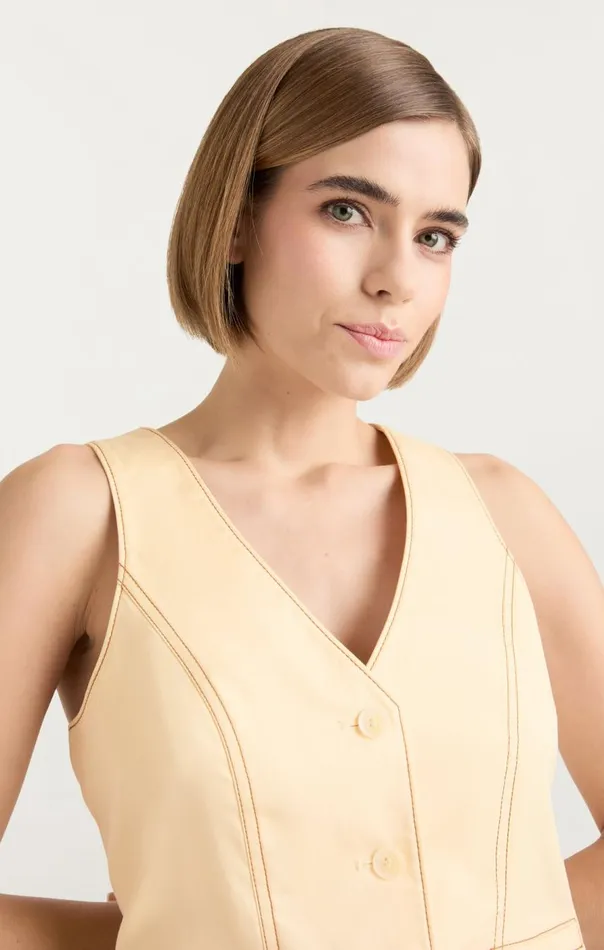Cinq Sept Lio Vest Gardenia Women Tank Tops and Camisoles
