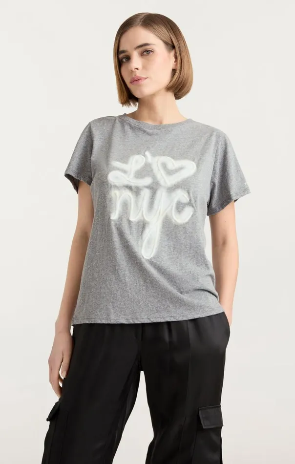 Cinq Sept Love NYC Tee Heathergreywhite Women Tees