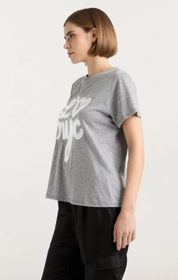 Cinq Sept Love NYC Tee Heathergreywhite Women Tees