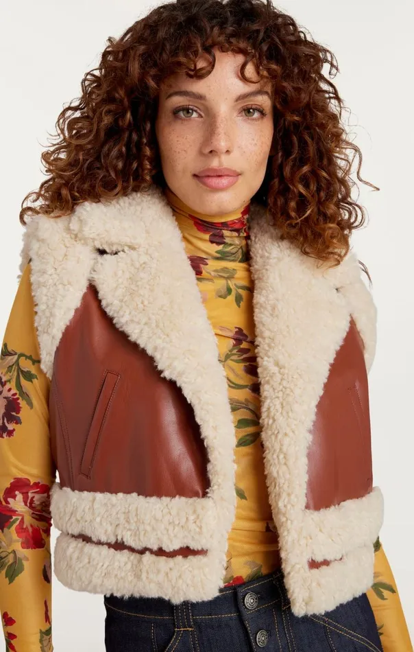 Cinq Sept Nadia Vest Ivorymahogany Women Outerwear