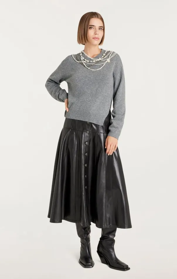 Cinq Sept Necklace Lilliana Pullover Lightheathergrey Women Sweaters and Knits