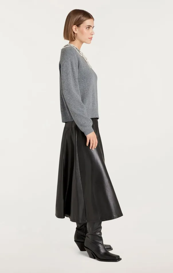 Cinq Sept Necklace Lilliana Pullover Lightheathergrey Women Sweaters and Knits