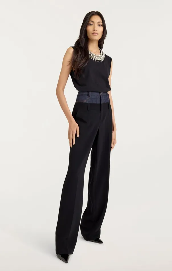 Cinq Sept Pearl Necklace Brielle Tee Black Women Tees