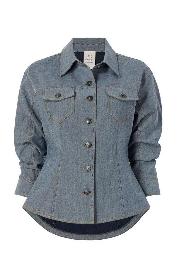 Cinq Sept Reverse Denim Scrunched Canyon Jacket Lightindigo Women Jackets