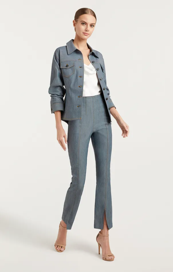 Cinq Sept Reverse Denim Scrunched Canyon Jacket Lightindigo Women Jackets