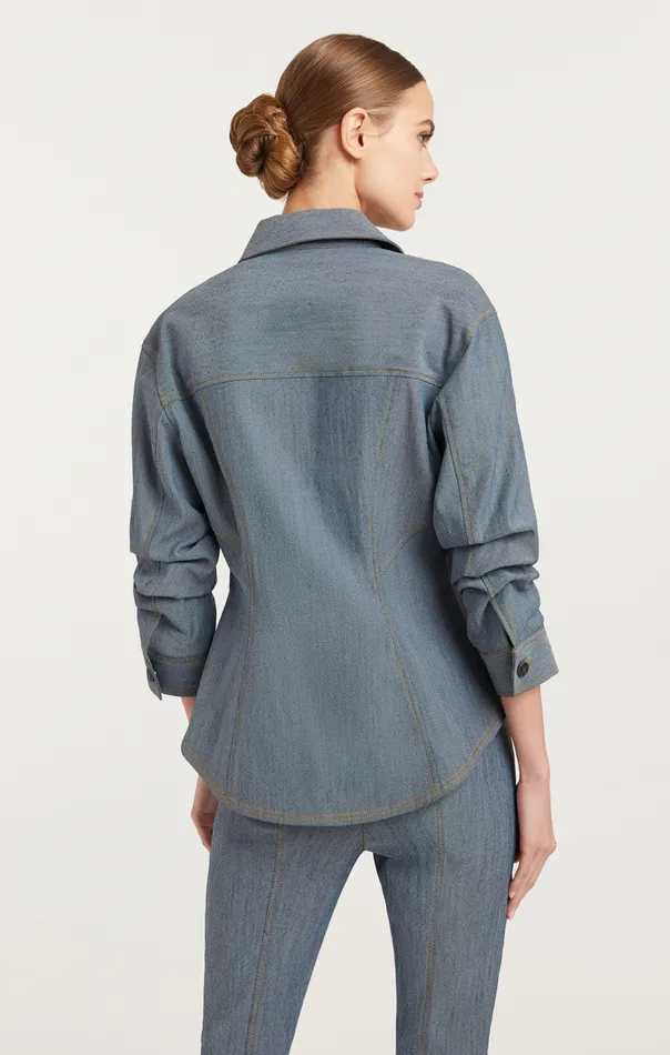 Cinq Sept Reverse Denim Scrunched Canyon Jacket Lightindigo Women Jackets