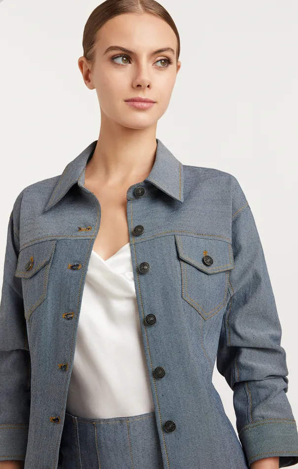 Cinq Sept Reverse Denim Scrunched Canyon Jacket Lightindigo Women Jackets