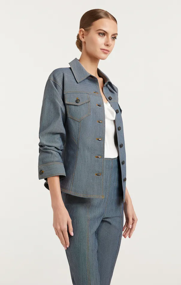 Cinq Sept Reverse Denim Scrunched Canyon Jacket Lightindigo Women Jackets