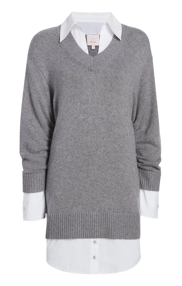 Cinq Sept Santina Dress Heathergreywhite Women Sweaters and Knits